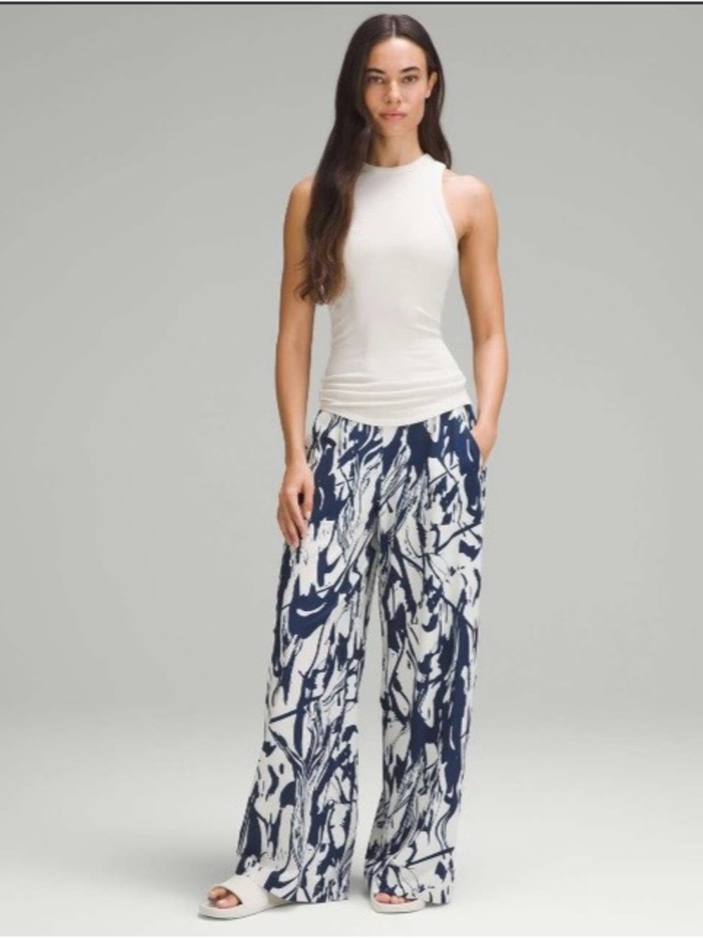 Lululemon Swift Wide-Leg Mid-Rise Pant Whimsical Meld WP Bone Mineral Blue SZ 0
